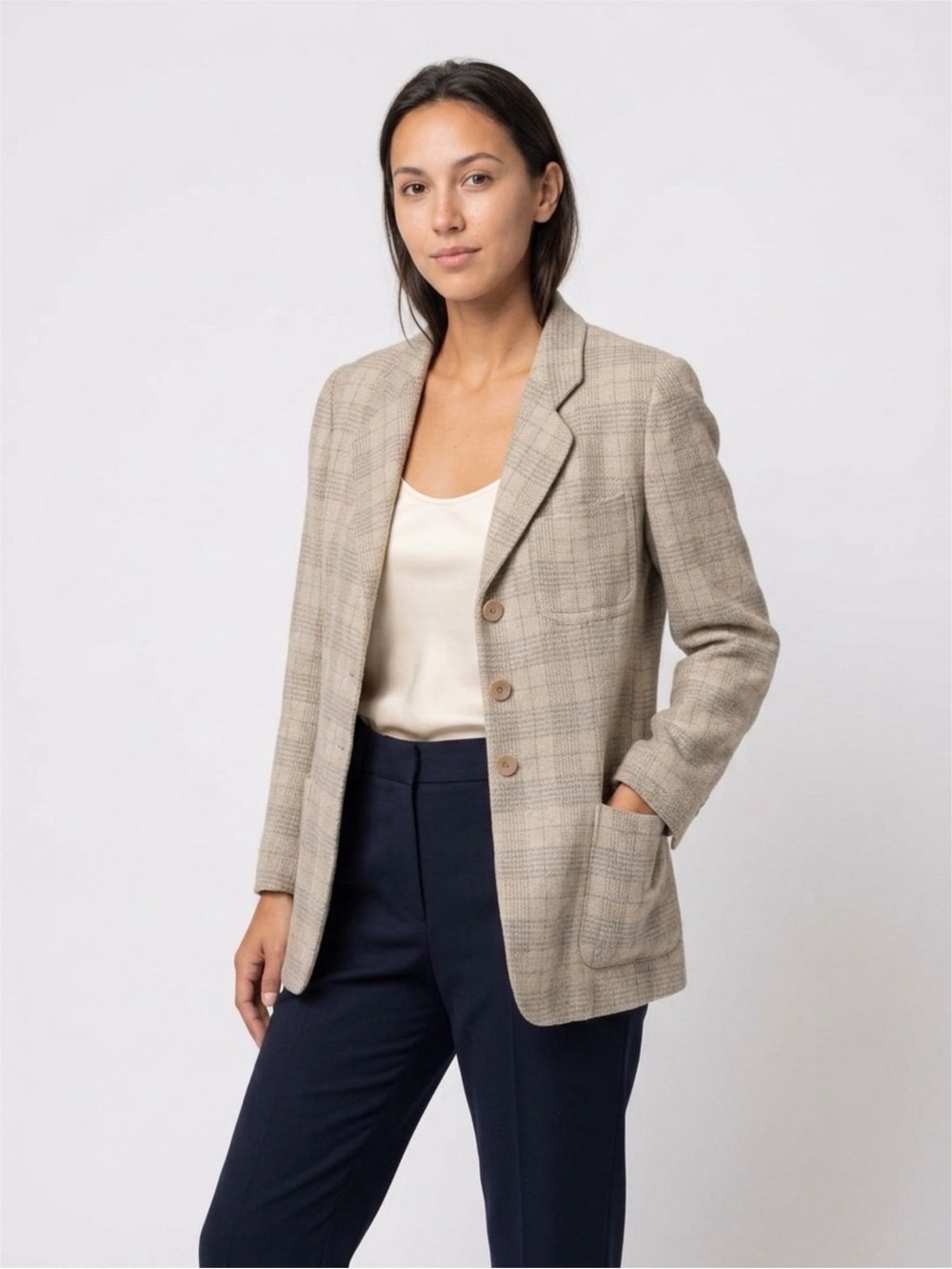 Armani Collezioni Wool Plaid Print Blazer -ARR94376